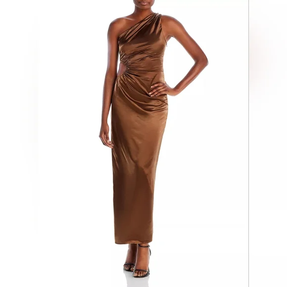 Line & dot Eliza One Shoulder dress , chocolate brown, Size XS,NWT - Picture 2 of 3